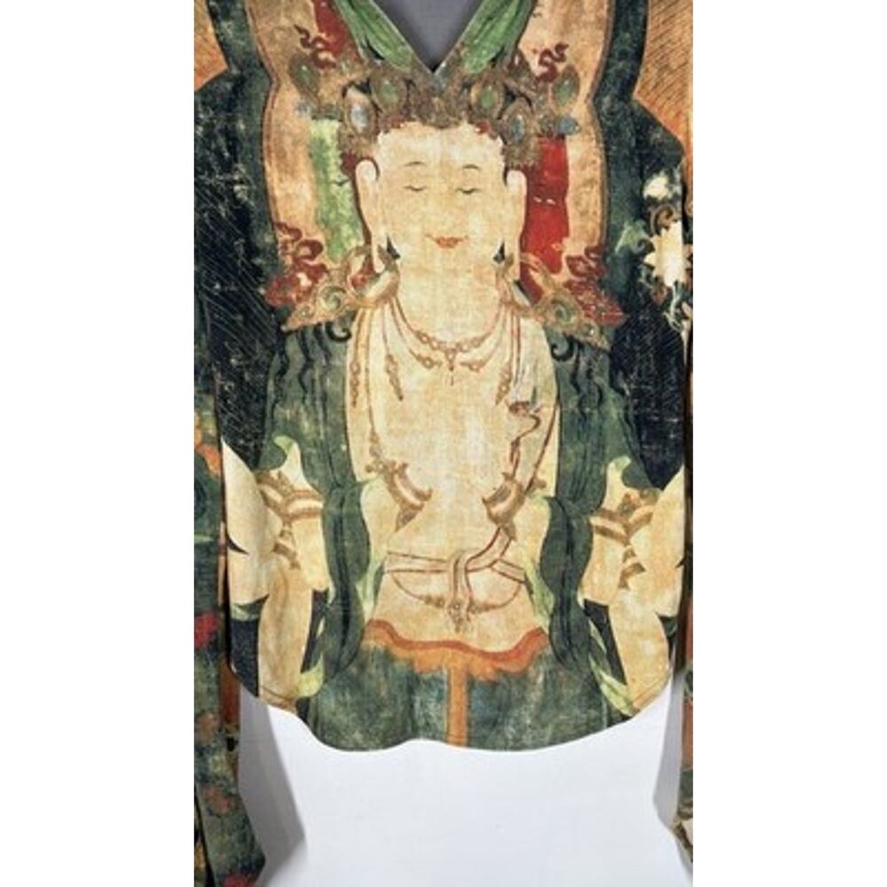 RARE VTG Vivienne Tam Buddha Mesh Back Long Sleeve Top XS? SEE MEASUREMENTS - Picture 3 of 9